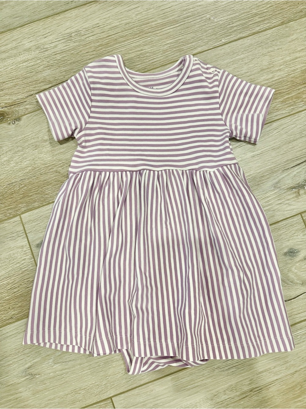 Primary Lavender & White Striped Baby Organic Cotton Bodysuit Dress